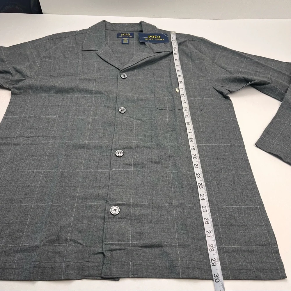 Polo Ralph Lauren Sleepwear Men SZ Medium Grey Gray Sleep Shirt Long‎ Sleeve NEW